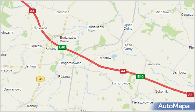 mapa Jarostów, Jarostów na mapie Targeo