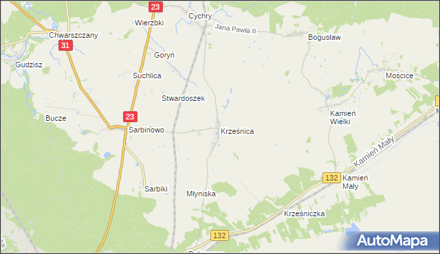 mapa Krześnica, Krześnica na mapie Targeo