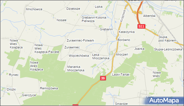 mapa Łęka Mroczeńska, Łęka Mroczeńska na mapie Targeo