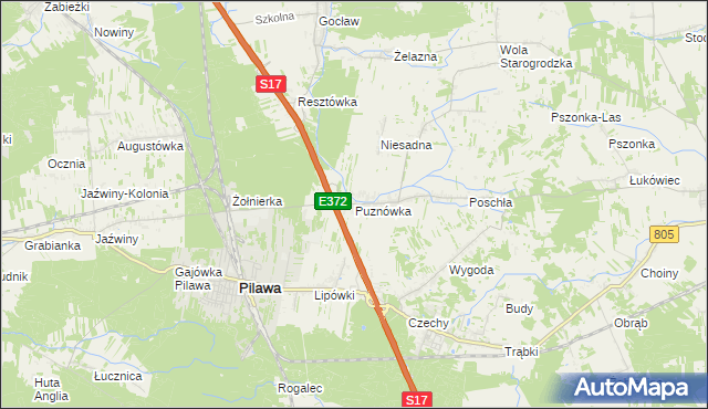 mapa Puznówka, Puznówka na mapie Targeo