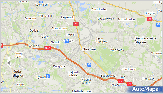 mapa Chorzów, Chorzów na mapie Targeo