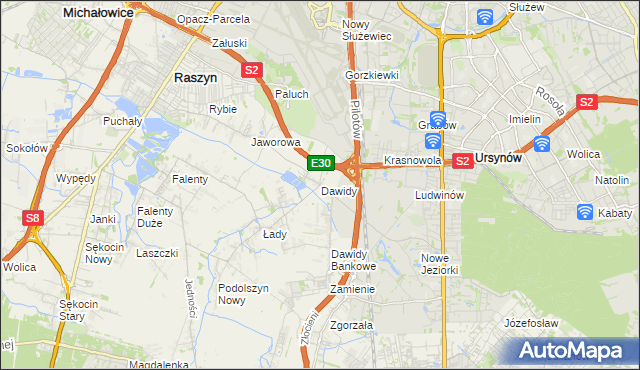 mapa Dawidy gmina Raszyn, Dawidy gmina Raszyn na mapie Targeo