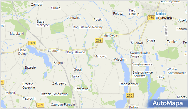 mapa Mchowo gmina Babiak, Mchowo gmina Babiak na mapie Targeo