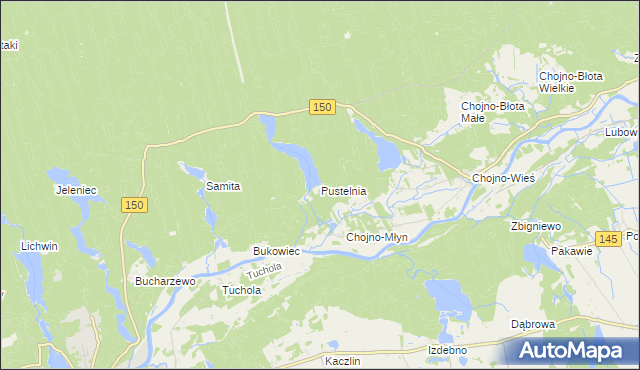 mapa Pustelnia gmina Wronki, Pustelnia gmina Wronki na mapie Targeo