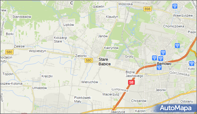 mapa Stare Babice, Stare Babice na mapie Targeo