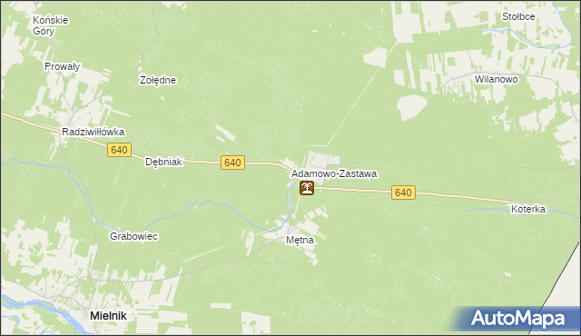 mapa Adamowo-Zastawa, Adamowo-Zastawa na mapie Targeo