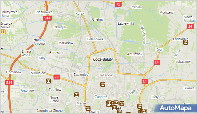 mapa Bałuty gmina Łódź, Bałuty gmina Łódź na mapie Targeo