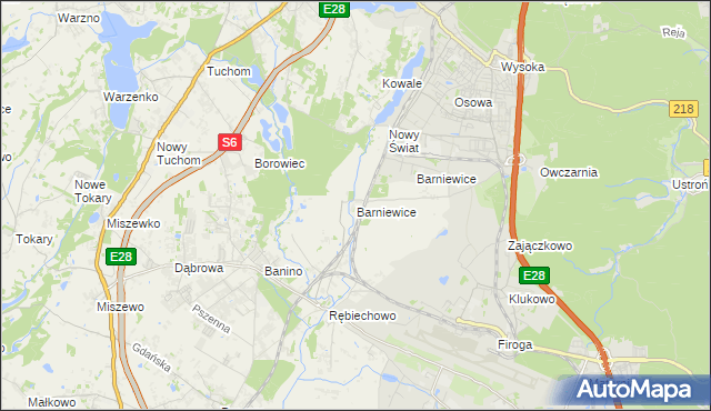 mapa Barniewice, Barniewice na mapie Targeo