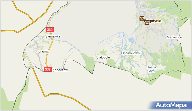 mapa Białopole gmina Bogatynia, Białopole gmina Bogatynia na mapie Targeo