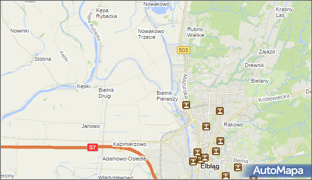 mapa Bielnik Pierwszy, Bielnik Pierwszy na mapie Targeo