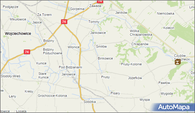 mapa Binkowice, Binkowice na mapie Targeo