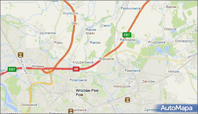 mapa Biskupice gmina Wisznia Mała, Biskupice gmina Wisznia Mała na mapie Targeo