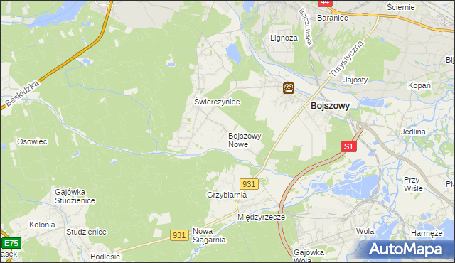 mapa Bojszowy Nowe, Bojszowy Nowe na mapie Targeo