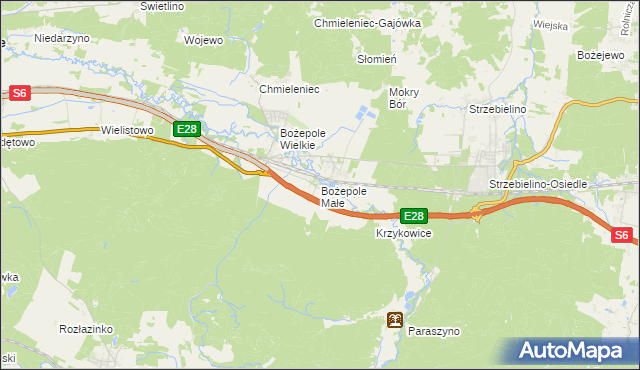 mapa Bożepole Małe, Bożepole Małe na mapie Targeo