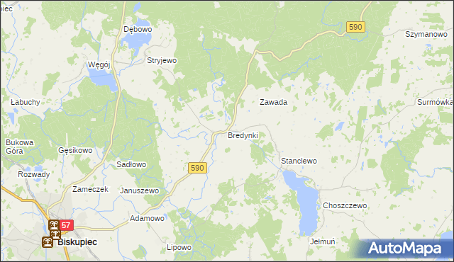 mapa Bredynki, Bredynki na mapie Targeo