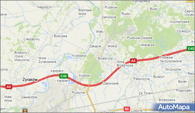 mapa Brzeźnica gmina Dębica, Brzeźnica gmina Dębica na mapie Targeo