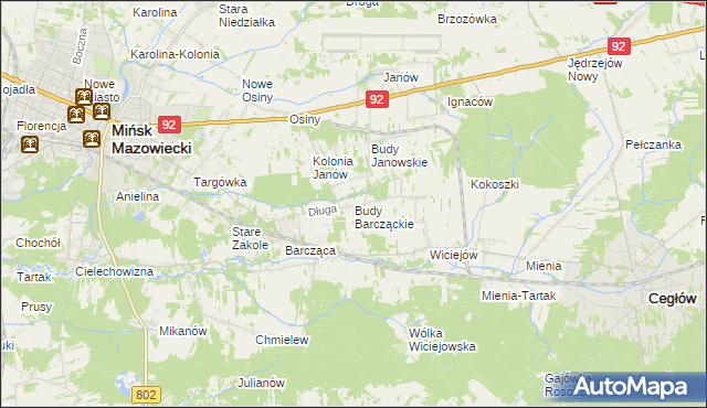 mapa Budy Barcząckie, Budy Barcząckie na mapie Targeo