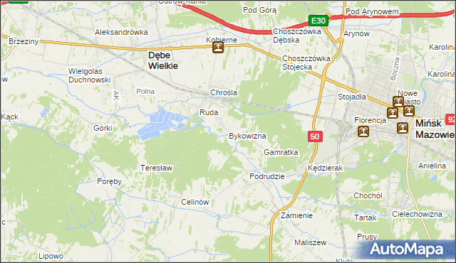 mapa Bykowizna, Bykowizna na mapie Targeo