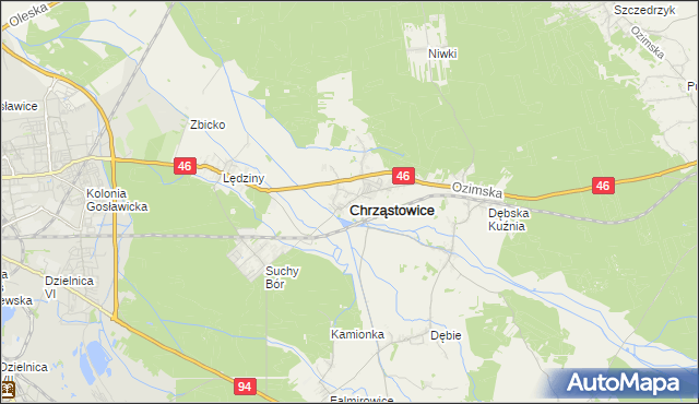 mapa Chrząstowice powiat opolski, Chrząstowice powiat opolski na mapie Targeo