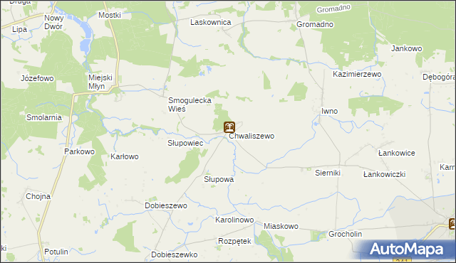 mapa Chwaliszewo gmina Kcynia, Chwaliszewo gmina Kcynia na mapie Targeo