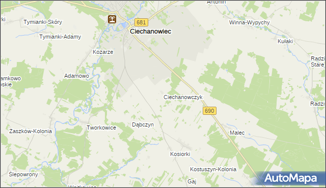 mapa Ciechanowczyk, Ciechanowczyk na mapie Targeo