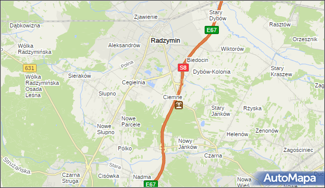 mapa Ciemne gmina Radzymin, Ciemne gmina Radzymin na mapie Targeo