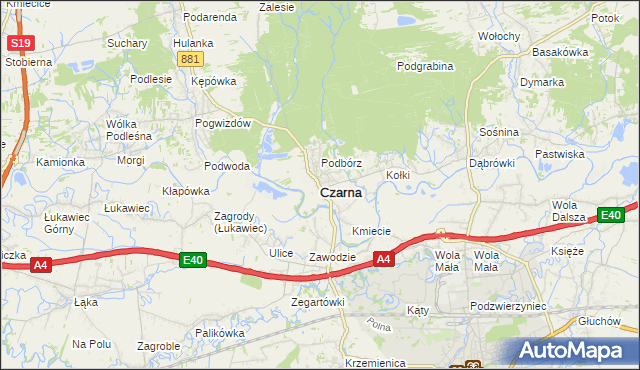 mapa Czarna powiat łańcucki, Czarna powiat łańcucki na mapie Targeo