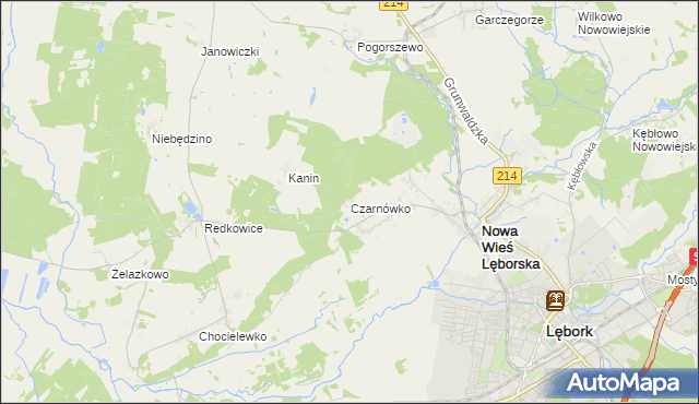 mapa Czarnówko gmina Nowa Wieś Lęborska, Czarnówko gmina Nowa Wieś Lęborska na mapie Targeo