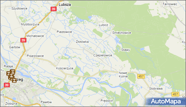 mapa Czepielowice, Czepielowice na mapie Targeo