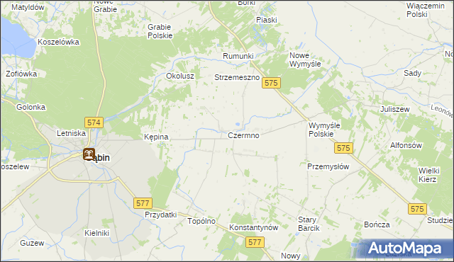 mapa Czermno gmina Gąbin, Czermno gmina Gąbin na mapie Targeo