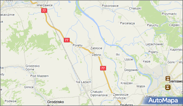 mapa Dębno gmina Leżajsk, Dębno gmina Leżajsk na mapie Targeo