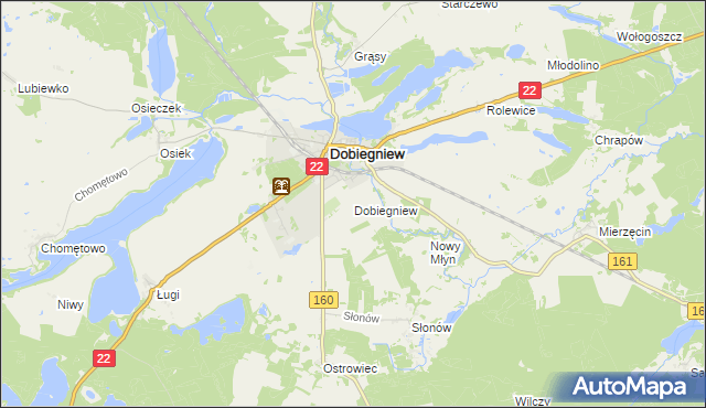 mapa Dobiegniew powiat strzelecko-drezdenecki, Dobiegniew powiat strzelecko-drezdenecki na mapie Targeo