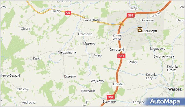 mapa Dołęgi, Dołęgi na mapie Targeo