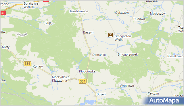 mapa Domanice gmina Wińsko, Domanice gmina Wińsko na mapie Targeo