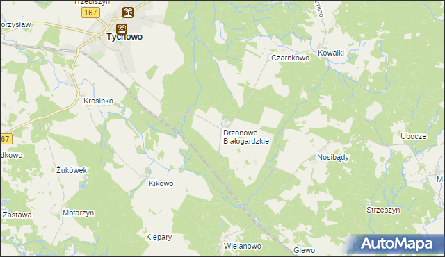 mapa Drzonowo Białogardzkie, Drzonowo Białogardzkie na mapie Targeo