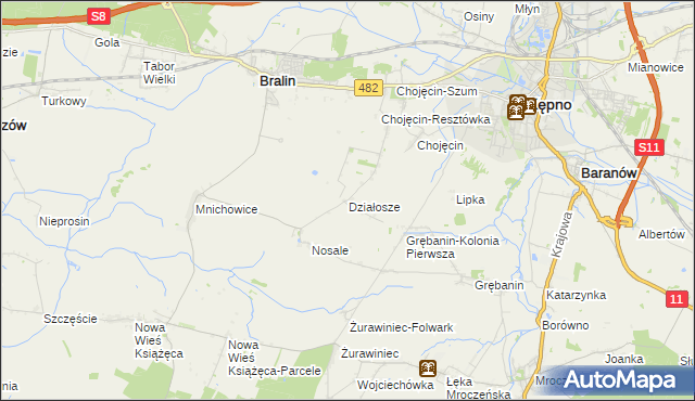 mapa Działosze, Działosze na mapie Targeo