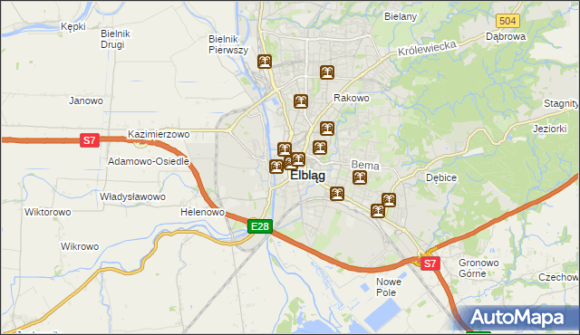 mapa Elbląga, Elbląg na mapie Targeo