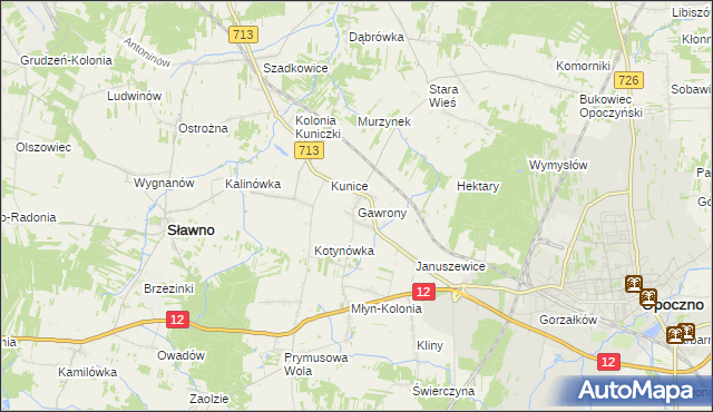 mapa Gawrony gmina Sławno, Gawrony gmina Sławno na mapie Targeo