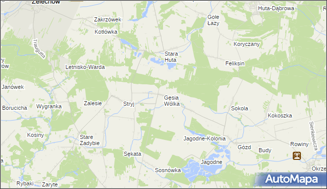 mapa Gęsia Wólka, Gęsia Wólka na mapie Targeo