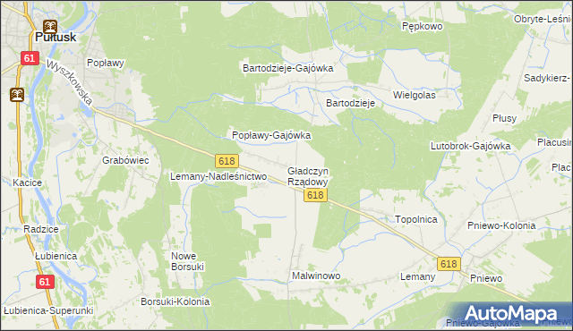 mapa Gładczyn Rządowy, Gładczyn Rządowy na mapie Targeo