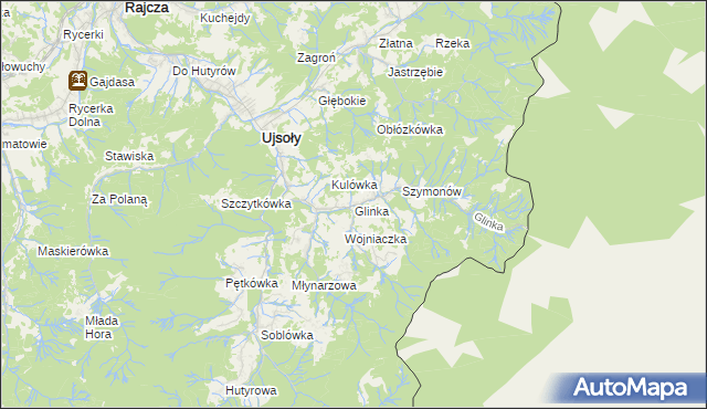 mapa Glinka gmina Ujsoły, Glinka gmina Ujsoły na mapie Targeo