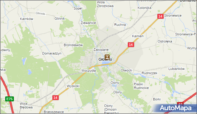 mapa Głowno, Głowno na mapie Targeo