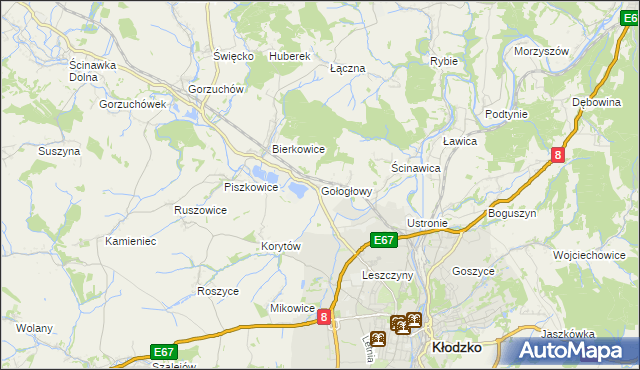 mapa Gołogłowy, Gołogłowy na mapie Targeo