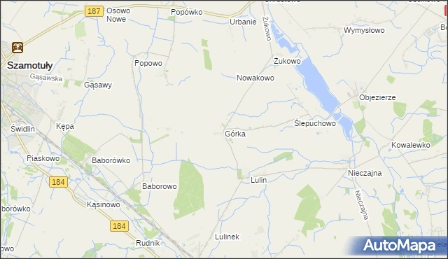 mapa Górka gmina Oborniki, Górka gmina Oborniki na mapie Targeo