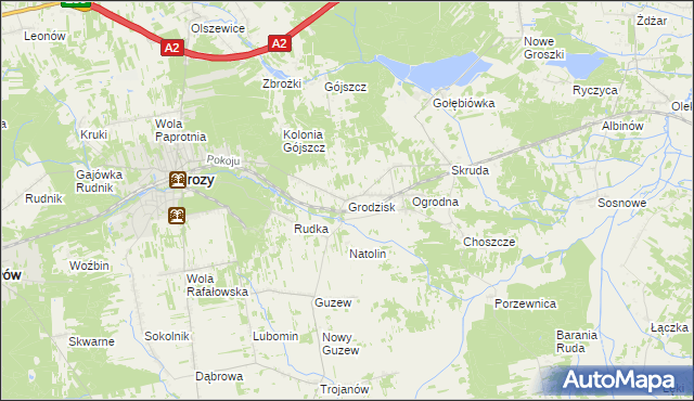 mapa Grodzisk gmina Mrozy, Grodzisk gmina Mrozy na mapie Targeo