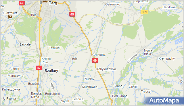 mapa Gronków, Gronków na mapie Targeo