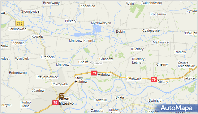 mapa Gruszów gmina Nowe Brzesko, Gruszów gmina Nowe Brzesko na mapie Targeo