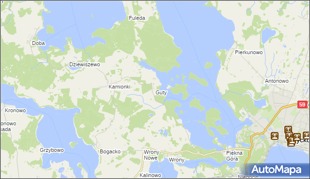 mapa Guty gmina Giżycko, Guty gmina Giżycko na mapie Targeo