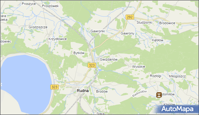 mapa Gwizdanów, Gwizdanów na mapie Targeo