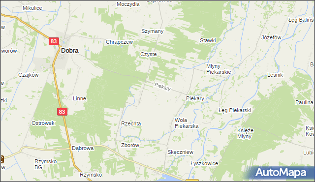 mapa Januszówka gmina Dobra, Januszówka gmina Dobra na mapie Targeo